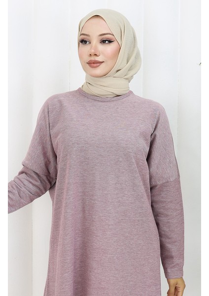 Rahat Kesim Cotton Sade Tunik 8757-05 Açık Mürdüm modelleri