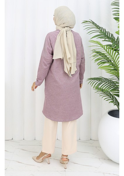 Rahat Kesim Cotton Sade Tunik 8757-05 Açık Mürdüm indirimleri