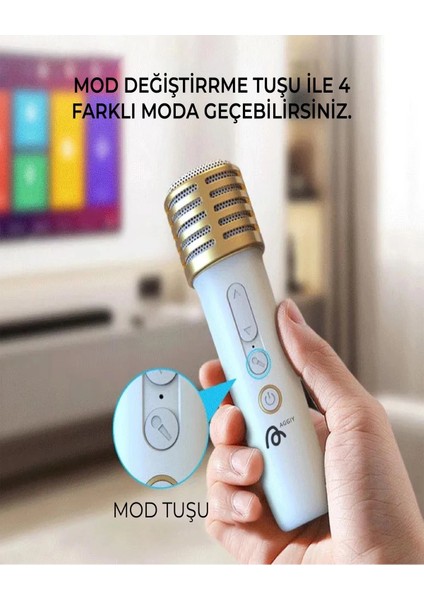 Bfs Karaoke Bluetooth Hoparlör Aggıy Ag-S7 Kablosuz Mikrofonlu Rgb LED Parti Işıklı modelleri