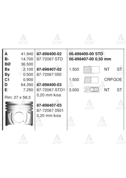 06 Iss -898407-0 Segman 0.50 1.4 Dizel Corolla Uyumlu 02-