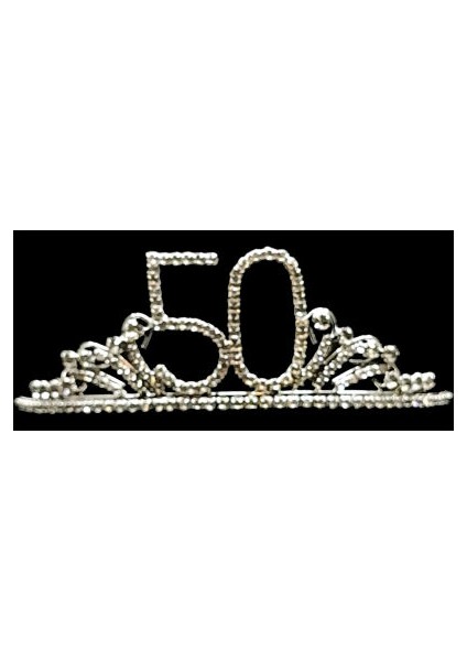 Kristal Taşlı Metal Taç - 50 Yaş