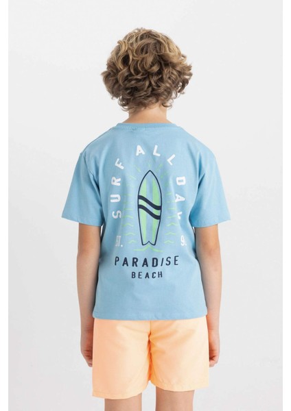 Erkek Çocuk Bisiklet Yaka Baskılı Kısa Kollu Tişört C4656A824HS