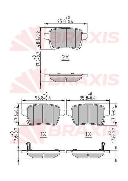 Braxıs AA0642 Fren Balatası Arka 500L 12> 1.4 1.6d Mjet Egea 16>