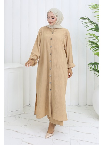 Bürümcük Kumaş Tunik Pantolon Ikili Takım 2093-01 Sütlü Kahve fiyatları