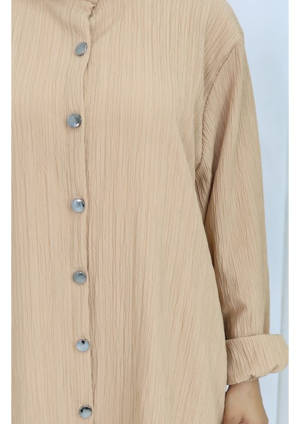 Bürümcük Kumaş Tunik Pantolon Ikili Takım 2093-01 Sütlü Kahve fırsatları