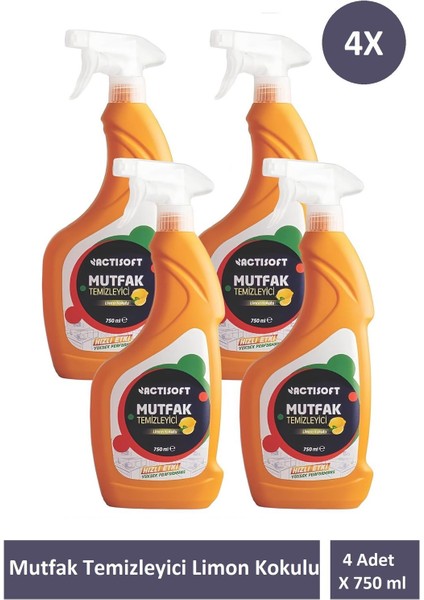 Mutfak Temizleyici Limon Kokulu Sprey 4 Adet x 750 ml