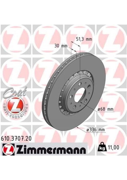 610.3707.20 Ön Fren Diski Havalı Adet Volvo XC90 2.5t-D5-T6 2002-2014 17 Jant 335.8X30X5