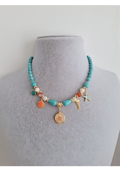 Turkuaz Firuze Çakra Doğal Taş Kolye