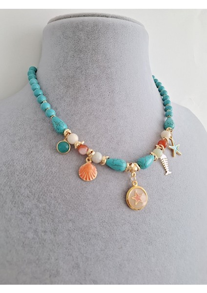 Turkuaz Firuze Çakra Doğal Taş Kolye modelleri