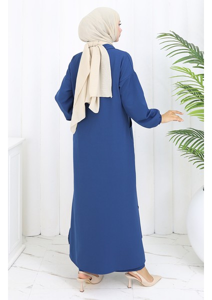 Double Kumaş Uzun Tunik Pantolon Ikili Takım 0034-07 Lacivert indirimleri