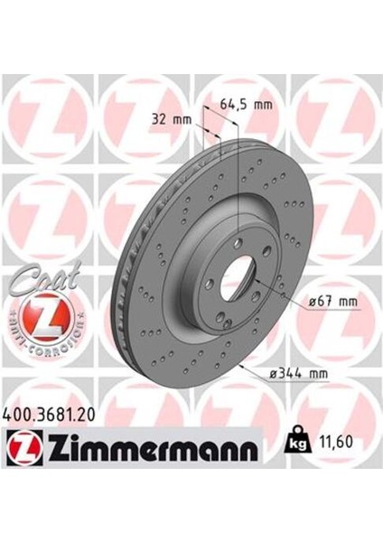 Zımmermann 400.3681.20 Fren Dıskı On Mercedes W212 S212 R172