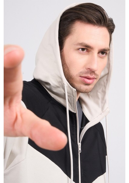 3645 Kapüşonlu 2 Iplik Sweatshirt Vizon modelleri