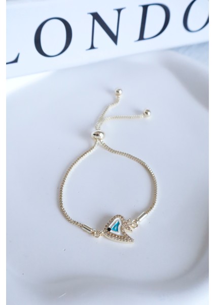 Kadın Bileklik 14K Mineli Balık Asansörlü Bileklik