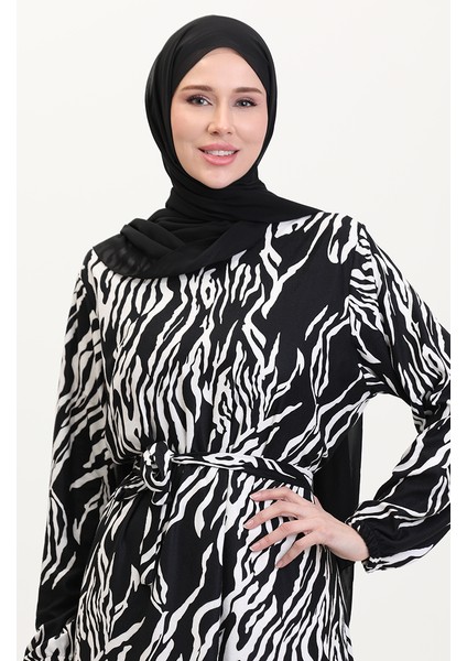 Kuşaklı Emrpime Süet Elbise 4582H-01 Siyah modelleri
