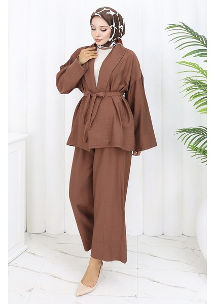 Kimono Pantolon Ikili Takım 11322-05 Kiremit modelleri