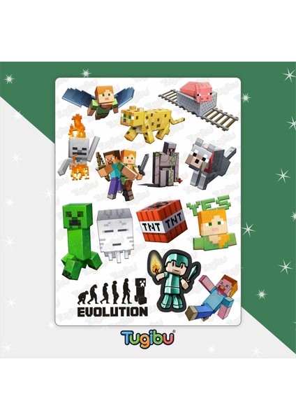 Minecraft Sticker Seti, Gamer Sticker Seti, 44 Adet Minecraft Etiket fiyatları