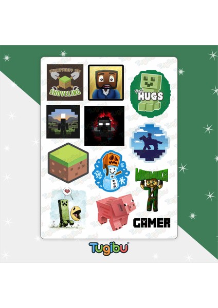 Minecraft Sticker Seti, Gamer Sticker Seti, 44 Adet Minecraft Etiket modelleri