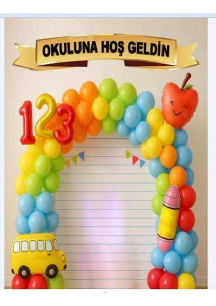 Okuluna Hoşgeldin , Okulumda Pano,okul Panosu, Balonlu,okul Etkinlik Kumaş Pano 150X200
