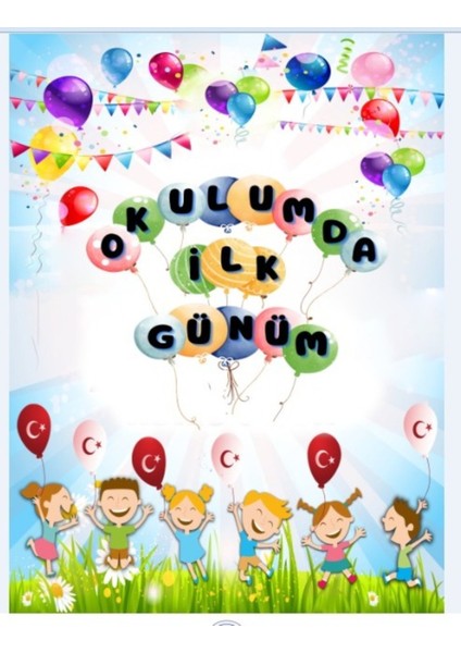 Okulumda Ilk Günüm, Okul Etkinlik Kumaş Pano, Renkli Arka Plan 150X200 indirimleri