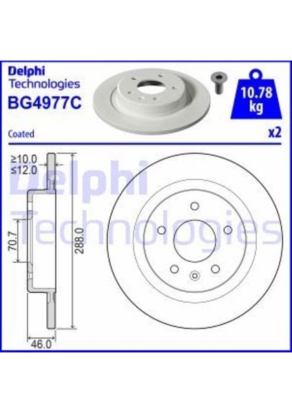 Delphı BG4977C Arka Fren Dıskı 288MM 16INSIGNIA B