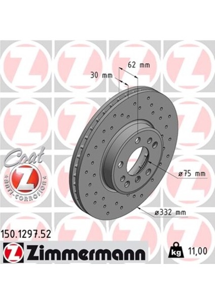 Zımmermann 150.1297.52 Fren Dıskı On Havalı Bmw X3 E83 X5 E53 Delıklı
