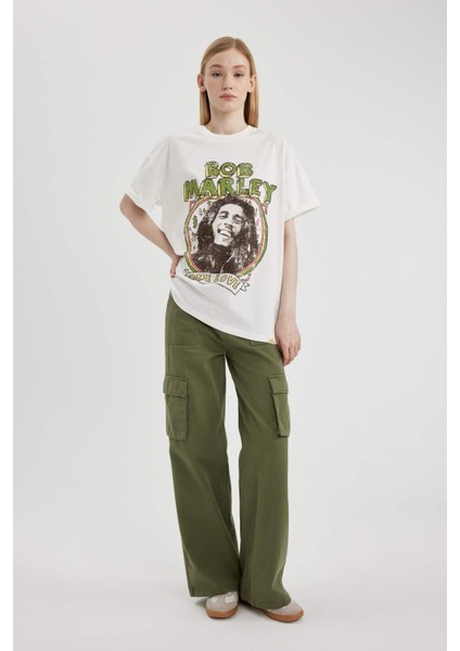 Unisex Bob Marley One Love Oversize Geniş Kalıp Bisiklet Yaka Kısa Kollu Tişört C5039AX24SM