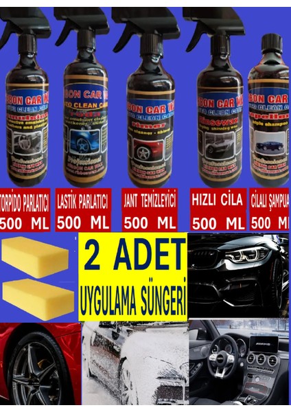5 Li Seti Torpido Sütü+Lastik Parlatıcı +Jant Temizleyici +Pratik Cila +Cilalı Şampuan ( 500 Ml)