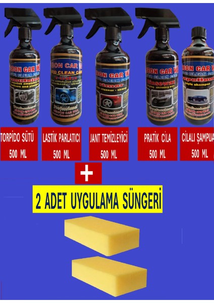 5 Li Seti Torpido Sütü+Lastik Parlatıcı +Jant Temizleyici +Pratik Cila +Cilalı Şampuan ( 500 Ml) fiyatları