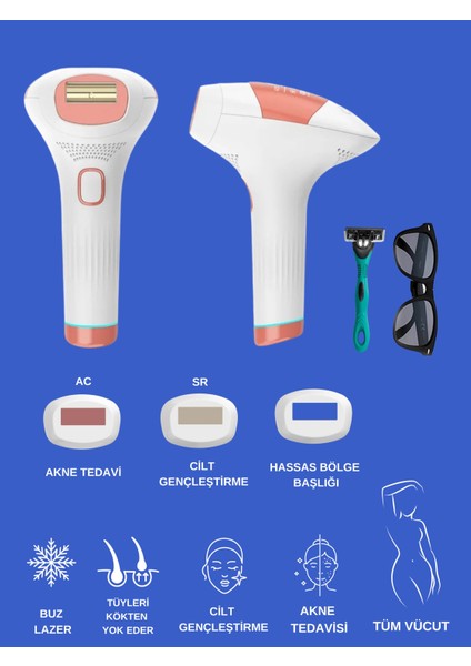 Xmia Ipl Lazer Epilasyon Cihazı 999.999 Atım 9 Kademe Ultra Güçlü
