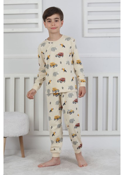 Mini Safari Desenli Erkek Çocuk Pijama Takımı fırsatları