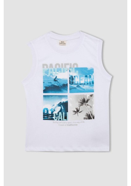 Erkek Çocuk 2'li Takım Baskılı Kolsuz Tişört Deniz Şortu C4571A824HS