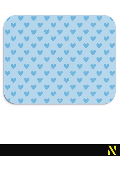 Mavi Renkli Kalpli Desenli Ergonomik Mouse Pad - 23 cm x 19 cm - Kaydırmaz Taban Ev ve Ofis Kullanımı Fare Altlığı Mousepad