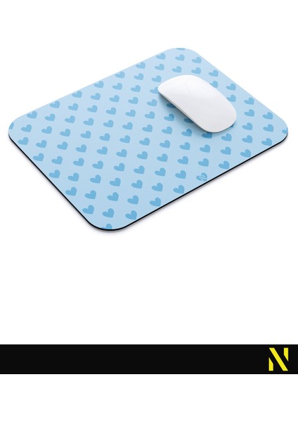 Mavi Renkli Kalpli Desenli Ergonomik Mouse Pad - 23 cm x 19 cm - Kaydırmaz Taban Ev ve Ofis Kullanımı Fare Altlığı Mousepad modelleri
