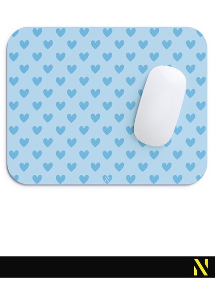 Mavi Renkli Kalpli Desenli Ergonomik Mouse Pad - 23 cm x 19 cm - Kaydırmaz Taban Ev ve Ofis Kullanımı Fare Altlığı Mousepad fırsatları