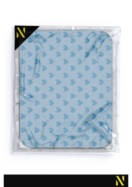 Mavi Renkli Kalpli Desenli Ergonomik Mouse Pad - 23 cm x 19 cm - Kaydırmaz Taban Ev ve Ofis Kullanımı Fare Altlığı Mousepad