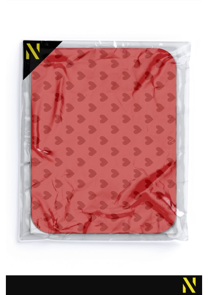 Kırmızı Renkli Kalpli Desenli Ergonomik Mouse Pad - 23 cm x 19 cm - Kaydırmaz Taban Ev ve Ofis Kullanımı Fare Altlığı Mousepad