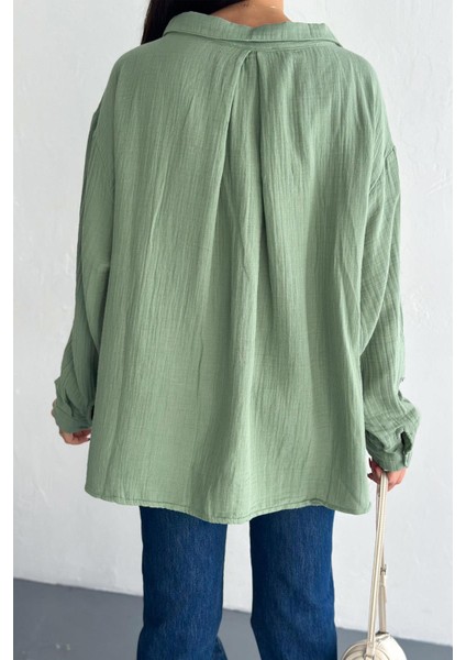 Oversize Müslin Kumaş Rahat Gömlek