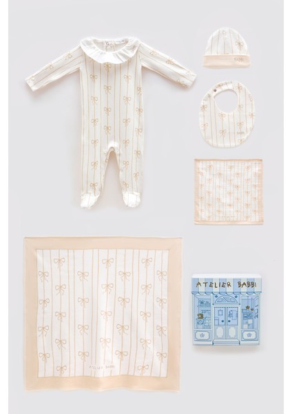 5'li Yenidoğan Seti - Kurdele / Bej