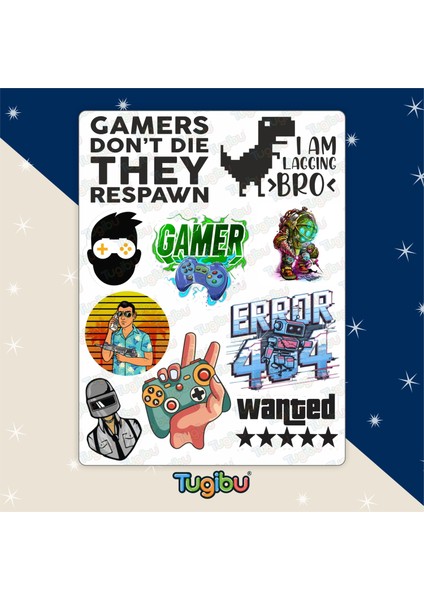 Gamer Sticker Seti, Oyuncu Sticker Seti, Oyun Figürleri Sticker, 19 Adet Gaming Etiket modelleri