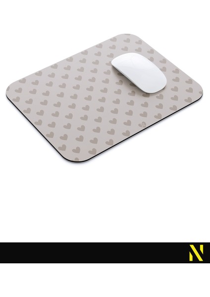 Bej Renkli Kalpli Desenli Ergonomik Mouse Pad - 23 cm x 19 cm - Kaydırmaz Taban Ev ve Ofis Kullanımı Fare Altlığı Mousepad modelleri