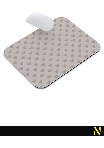 Bej Renkli Kalpli Desenli Ergonomik Mouse Pad - 23 cm x 19 cm - Kaydırmaz Taban Ev ve Ofis Kullanımı Fare Altlığı Mousepad indirimleri