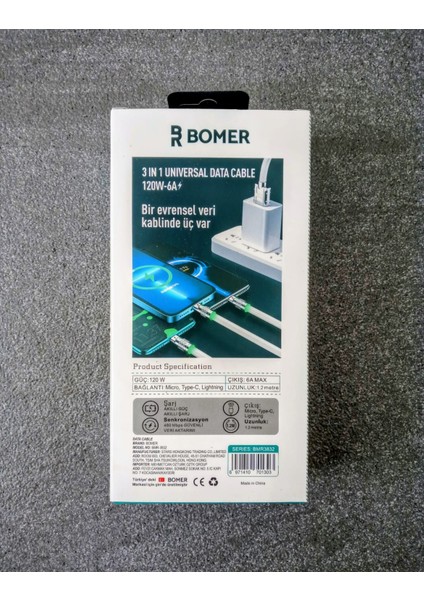 3 In 1 Universal Date Cable 120W-6A fiyatları