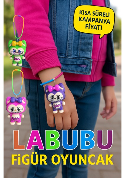 Labubu Figür Renkli Plastik Bileklik Sökülebilir Figür Oyuncak 1 Adet