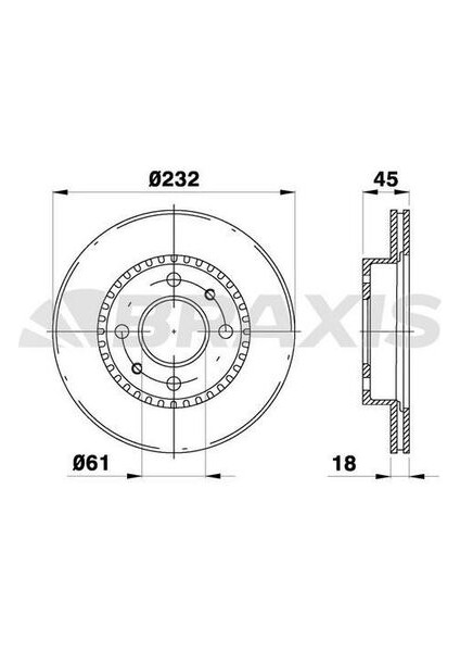 AE0655 AE0655 Ön Fren Diski Havalı Nissan Almera HB95-00 232X4 N15 Kasa DF4019