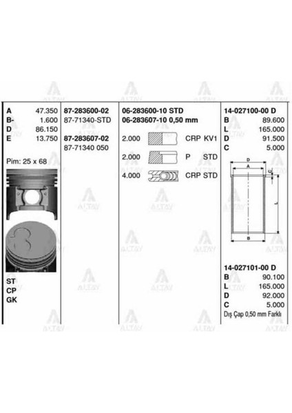 87 Iss -71340-50 Piston Segman 0.50 Mazda Besta