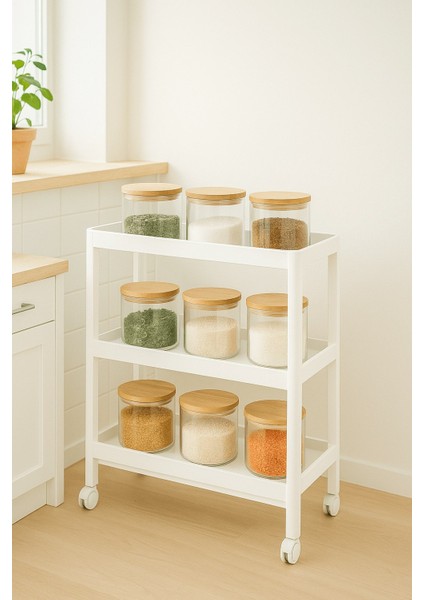 Flex Elite Pro 3 Katlı Beyaz Tekerlekli Çok Amaçlı Raf Ünitesi – Banyo, Mutfak & Organizer - S-75 fırsatları