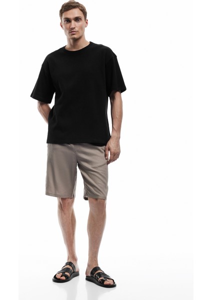 Pamuklu Kısa Kollu Bisiklet Yaka Oversize Basic Tişört fiyatları