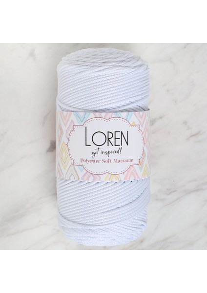 Polyester Soft Macrame Optik Beyaz El Örgü Ipi - LM001 - 34426