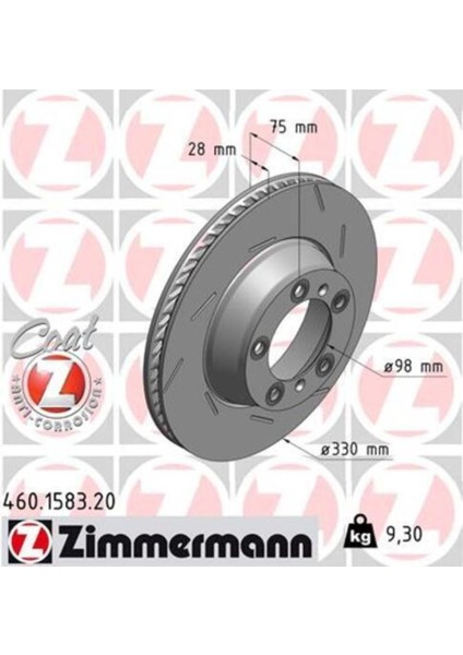 460.1583.20 Arka Fren Diski Sağ Porsche Panamera 10-16 3.0 330X28X5DLXHVLI 986479733-DF6