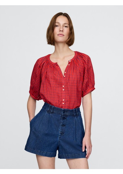 Kadın Kırmızı Gap × Dôen Gingham Bluz